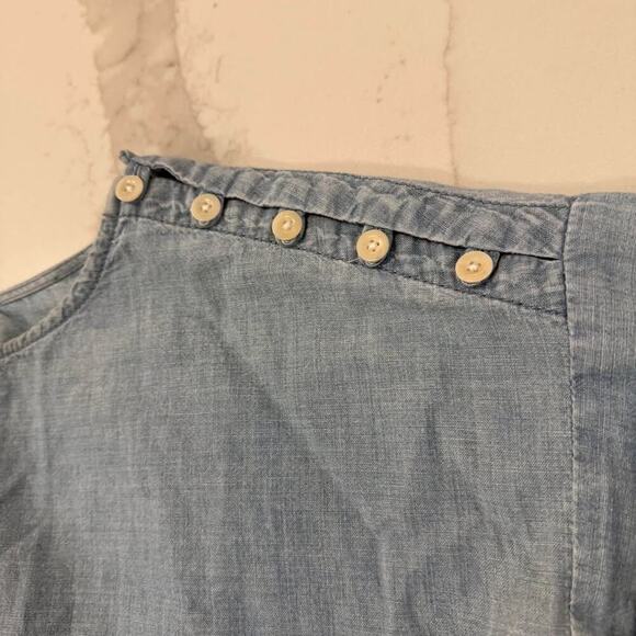 Madewell Convertible Cold Shoulder Chambray Blouse Women's XXS Blue Denim Preppy - Picture 4 of 9
